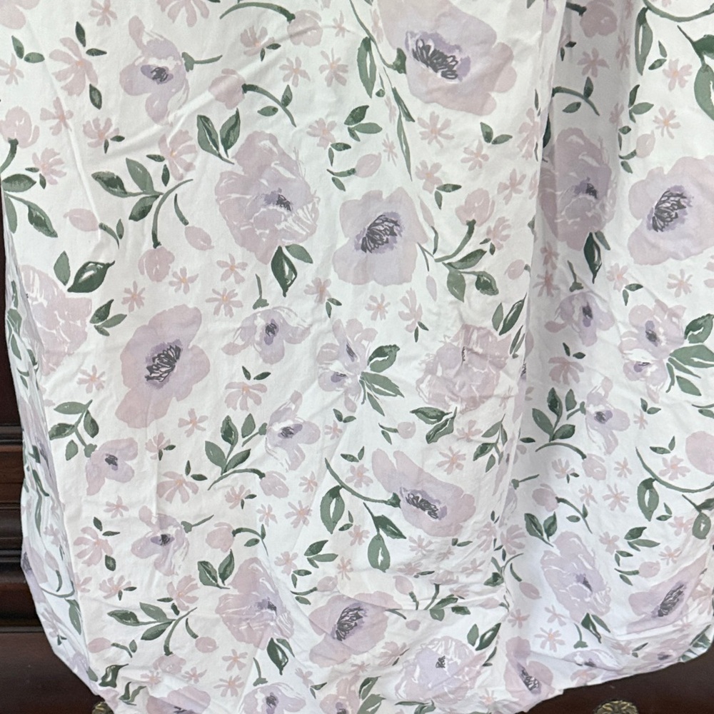 Pottery Barn Kids Cotton Floral Crib Sheet Pink Lavender PBK